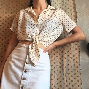 American Apparel Crop Tie Front Top